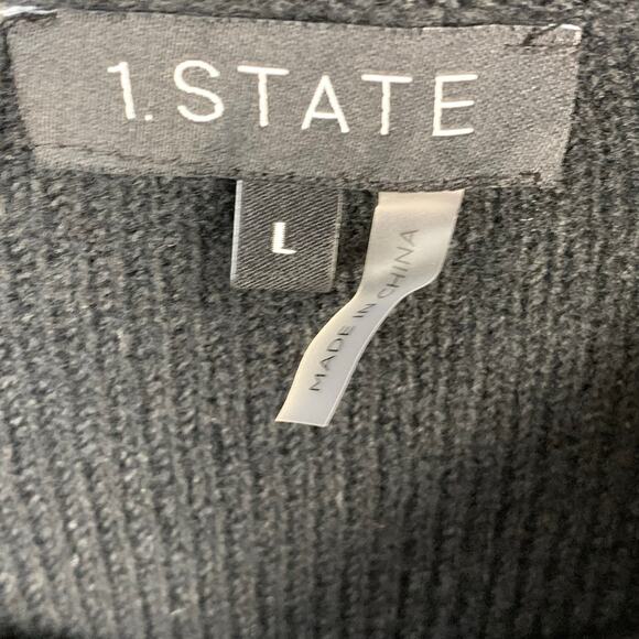 1. STATE Black Cable Knit Balloon Puff Sleeve Sweater L NWT - Picture 4 of 7